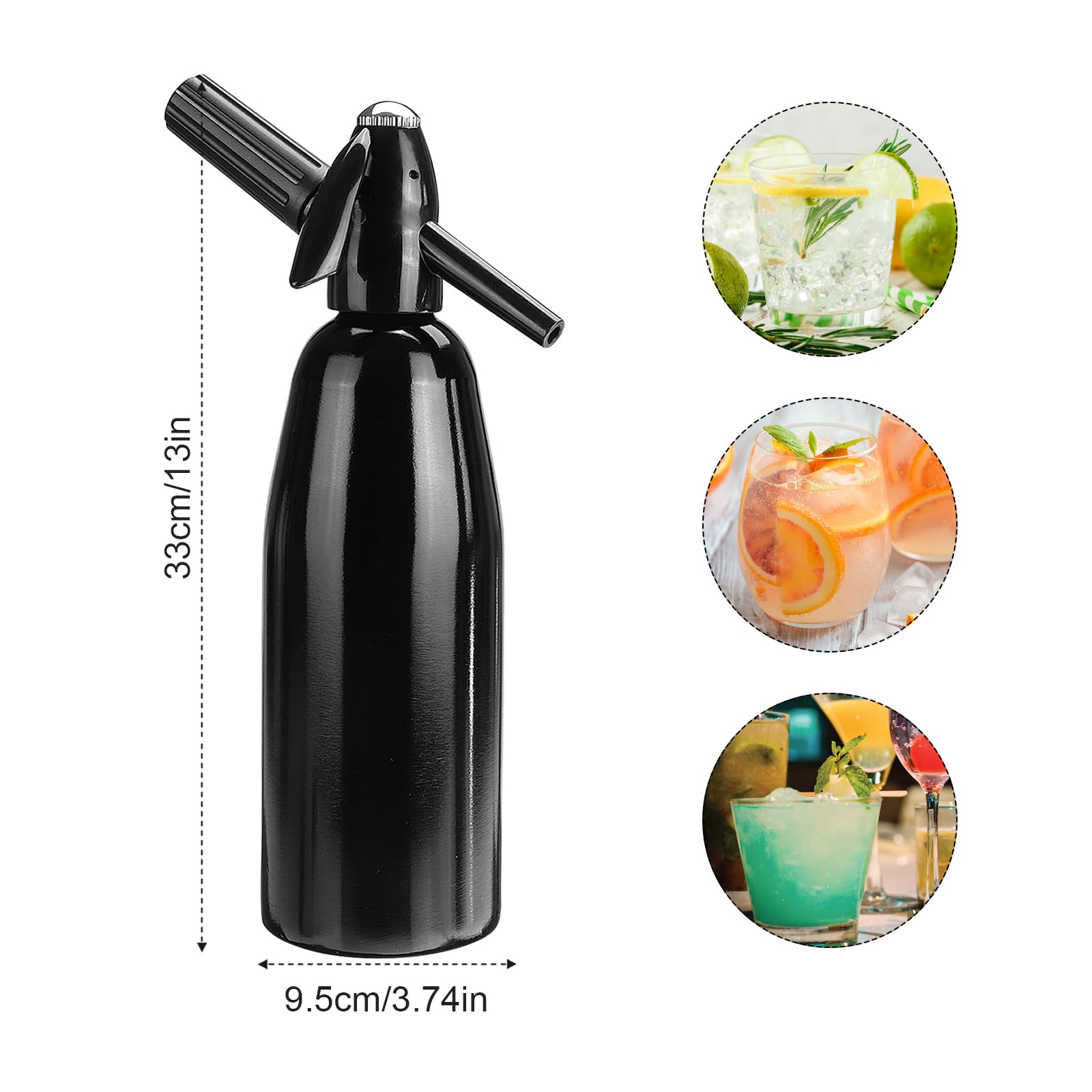AstraLoom - Macchina per acqua frizzante portatile da 1 l, con regolatore di pressione, sifone per soda in alluminio per soda, cocktail, mojito, succo di frutta, tè freddo e bevande fatte in casa