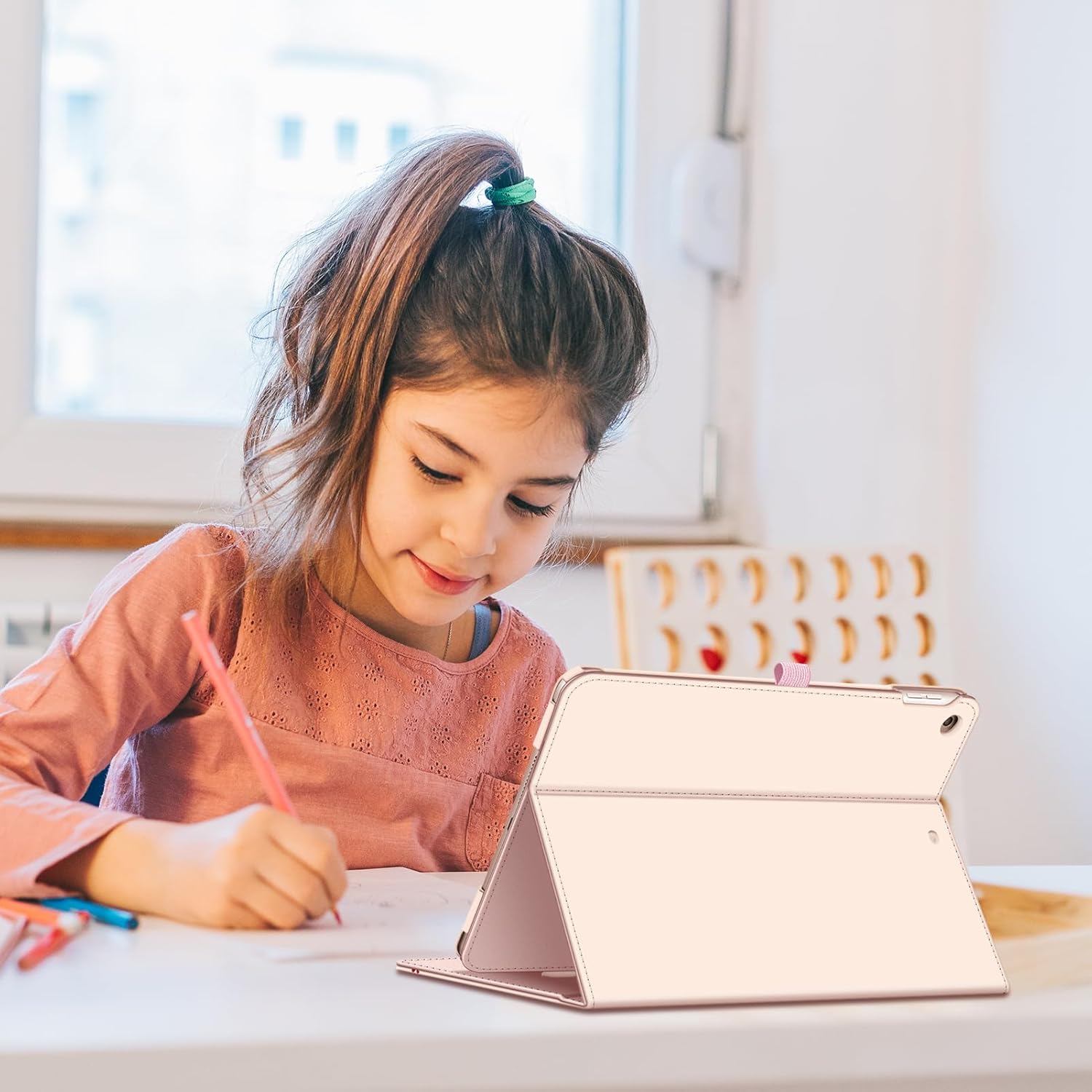 Fintie Case for iPad 9th / 8th / 7th Generation (2021/2020/2019) 10.2 Inch - [Corner Protection] Multi-Angle Viewing Stand Cover with Pocket & Pencil Holder, Auto Sleep Wake, Coquette Cherries - Image 6