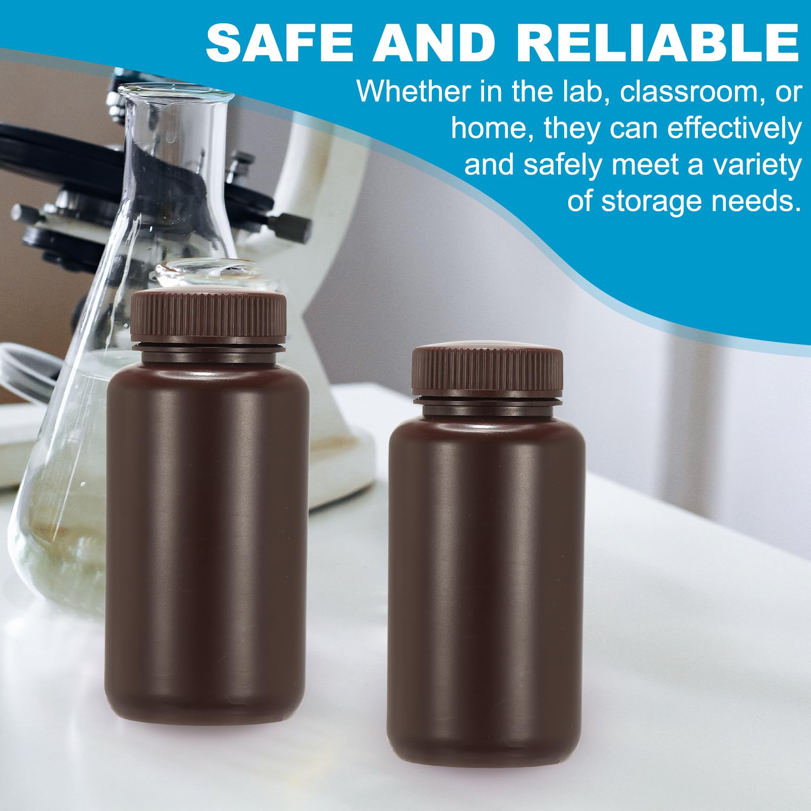 PATIKIL 6 bottiglie di plastica per reagenti, 10 ml, per campioni di sostanze chimiche, in HDPE, a prova di perdite, contenitori per reagenti da laboratorio, articoli da toeletta da viaggio, marrone