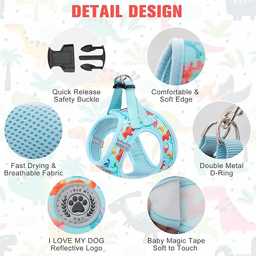 Miniatura 17 de BEAUTYZOO Juego de arnés y correa para perro, arnés reflectante para perro, sin tirones, sin estrangulamiento, para perros pequeños, medianos