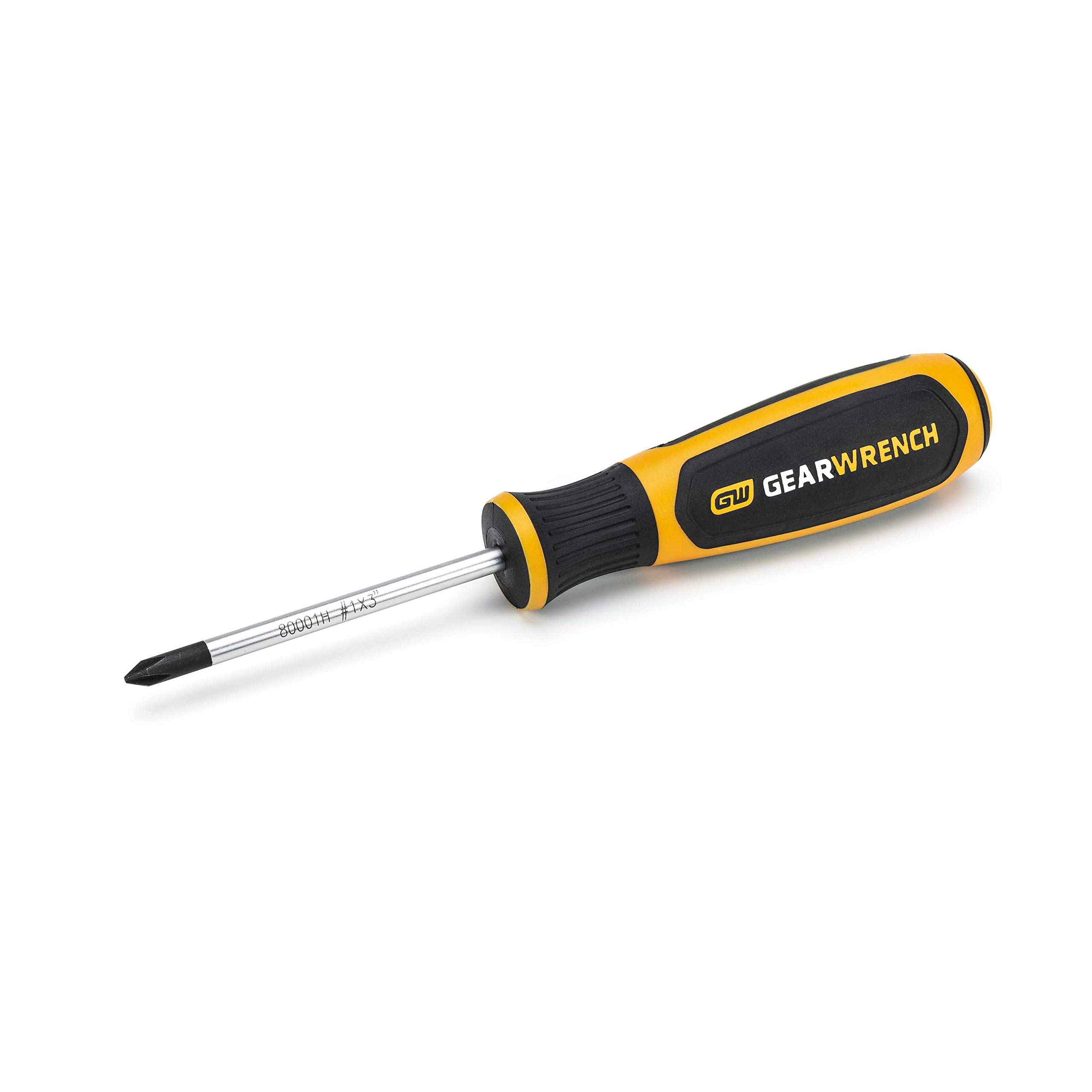 GEARWRENCH #1 x 3" Phillips Dual Material Screwdriver - 80001H, Black