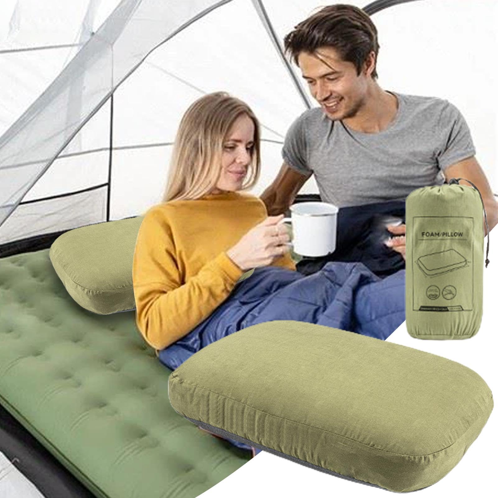 Oreiller De Backpacking Oreiller Compact, Ergonomique et Compressible, avec | Rebondissement Lent Housse Amovible Petit Lavable Respirant Compressible Camping Randonné