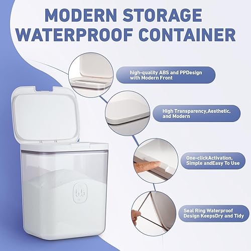 Miniatura 6 de Contenedor de polvo de lavandería de gran capacidad con tapa desplegable, soporte de detergente de 5.5 L para cápsulas de lavandería y recipiente