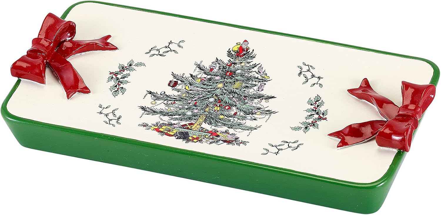 Spode - Soap Dish, Resin Bathroom Accessories, Holiday Home Decor (Spode Christmas Tree Collection)