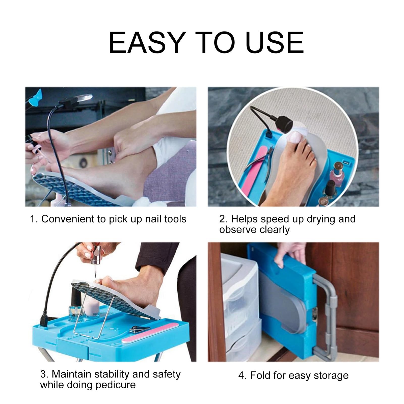 Sorandy Support de Pédicure Pliable Professionnel avec Antidérapante et Kit Loupe en éventail pour une Manucure Pratique des Pieds à la Maison