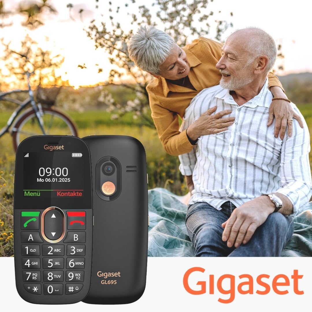 Gigaset GL695 Senioren-Handy, 4G Volte, 2,31-Zoll-IPS-Display, Schwarz