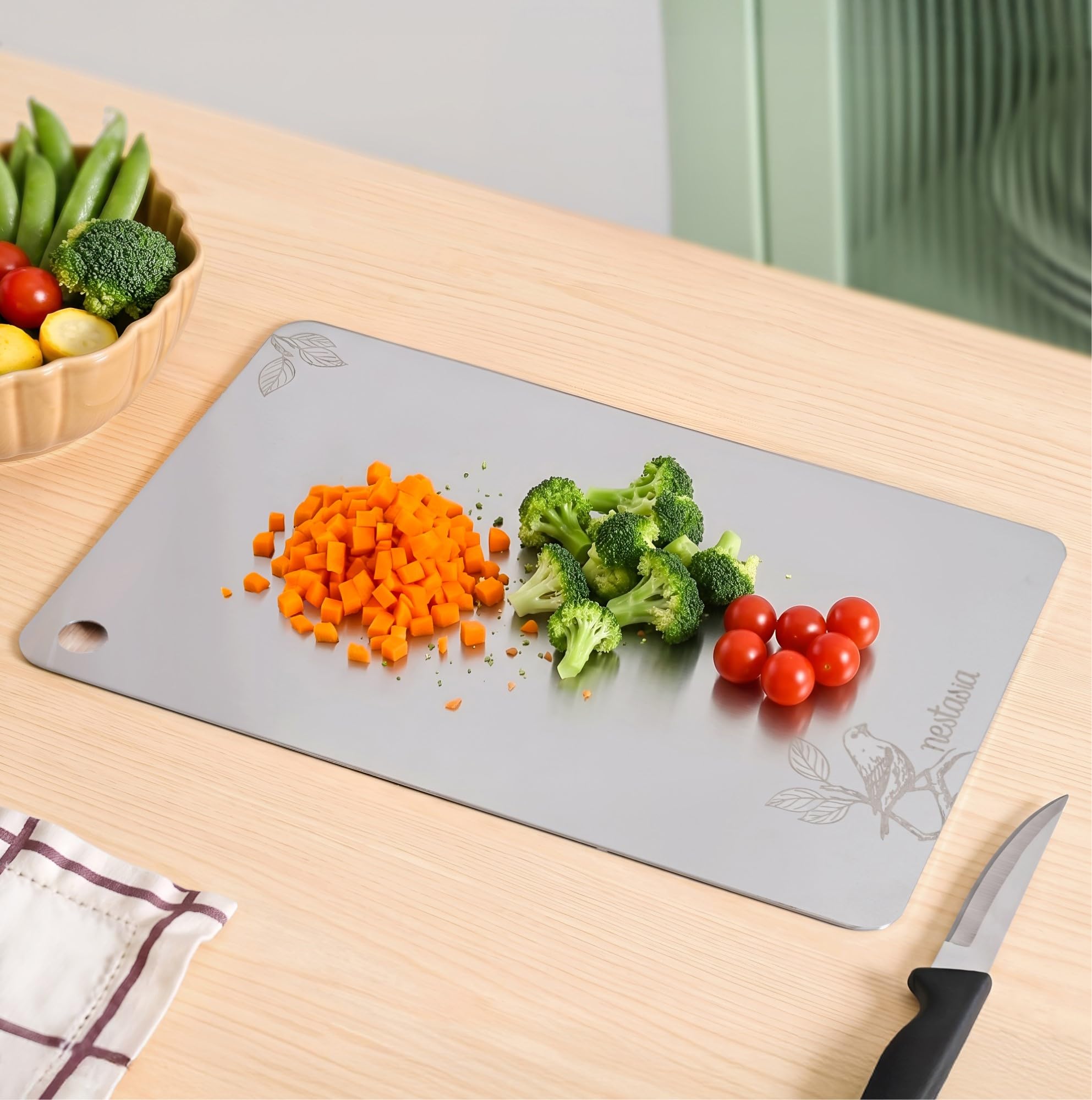 Nestasia Stainless Steel Chopping Board - Bird Motif -7