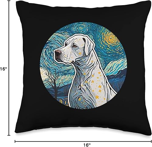 Miniatura 6 de Dogo Argentino Love Fun Fi Dogo Argentino Starry Night Painting Dog Mom Dad Throw Pillow, 18x18, Multicolor
