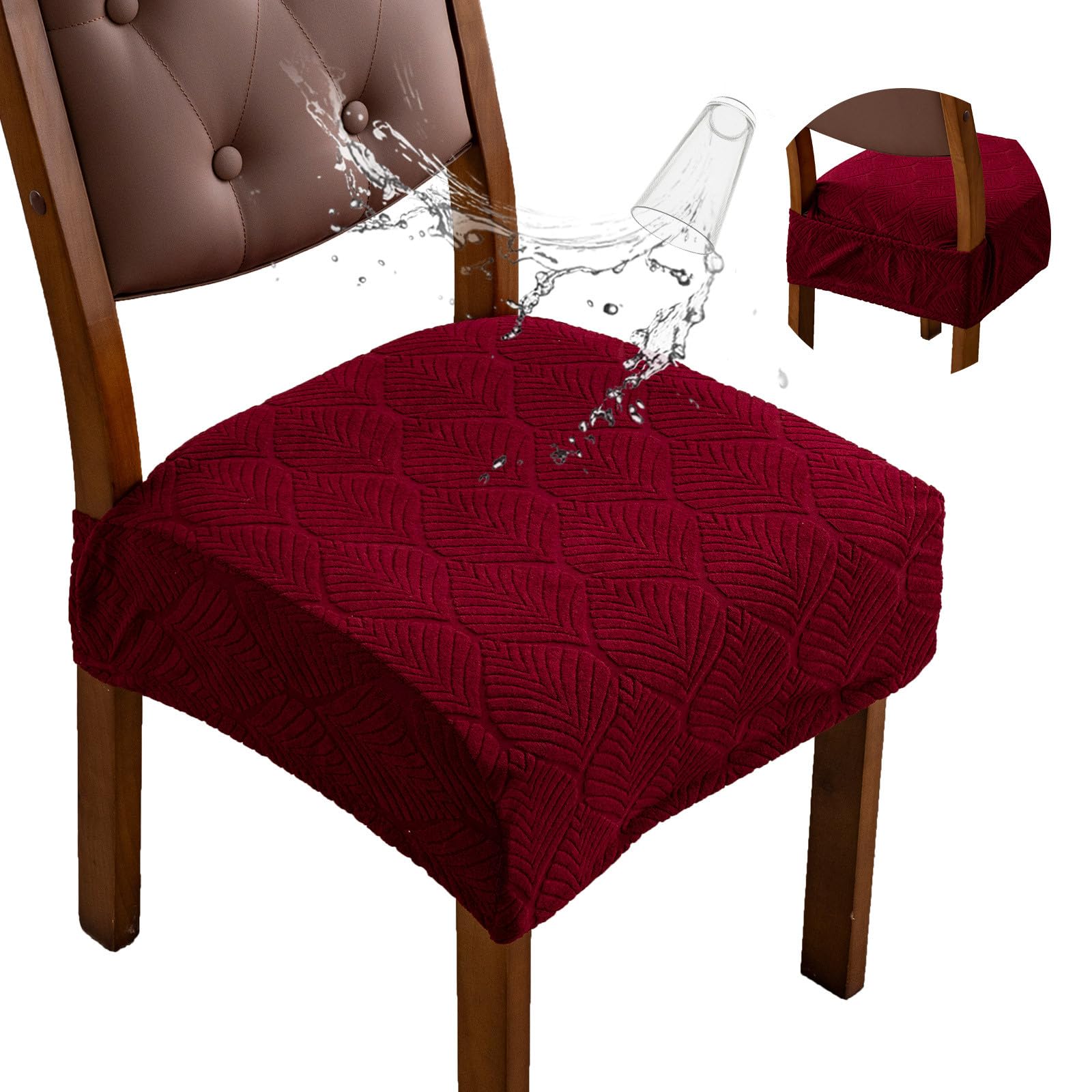 Set di 6 coprisedili rimovibili e lavabili per sedie da pranzo, in tessuto jacquard elasticizzato