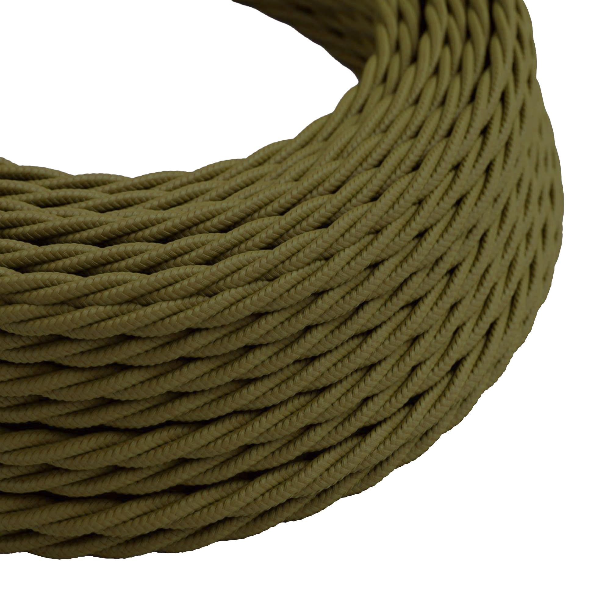 5 Meter Vintage 3 Core Twisted Electric Cable Fabric Covered Wire Italian Braided 0.75 mm Electrical Cable Flexible Wire for Lighting Other Appliances (Army Green)