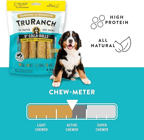 Miniatura 5 de TRURANCH Rollos de colágeno Rollos de colágeno de 6 pulgadas para perros Tratamiento para perros de larga duración para apoyo saludable