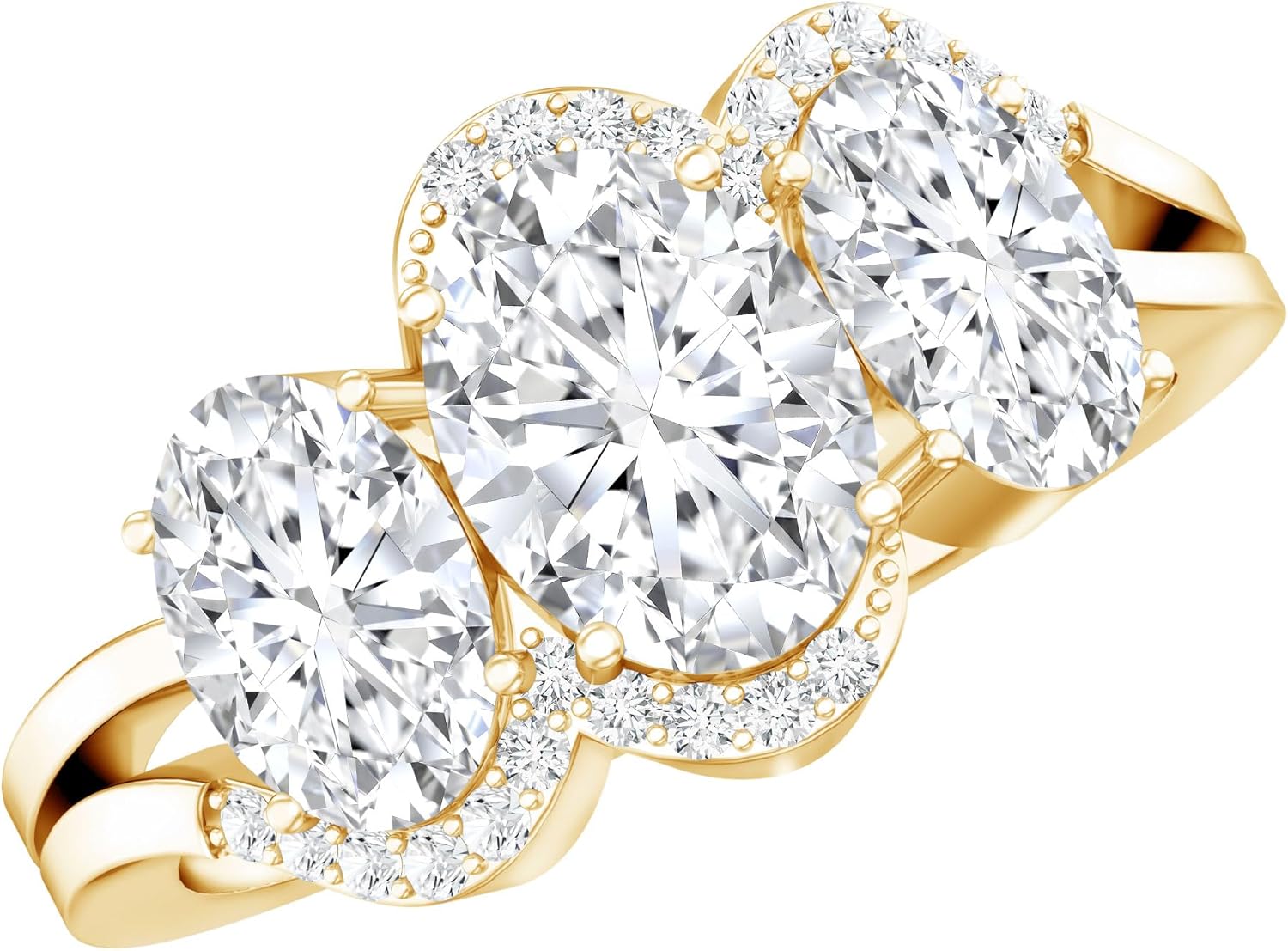 Certified 2.9 Carat Lab Grown Diamond 3 Stone Engagement Ring, Ef-Vs Quality, Diamond Designer Ring (Ideal For Gift)