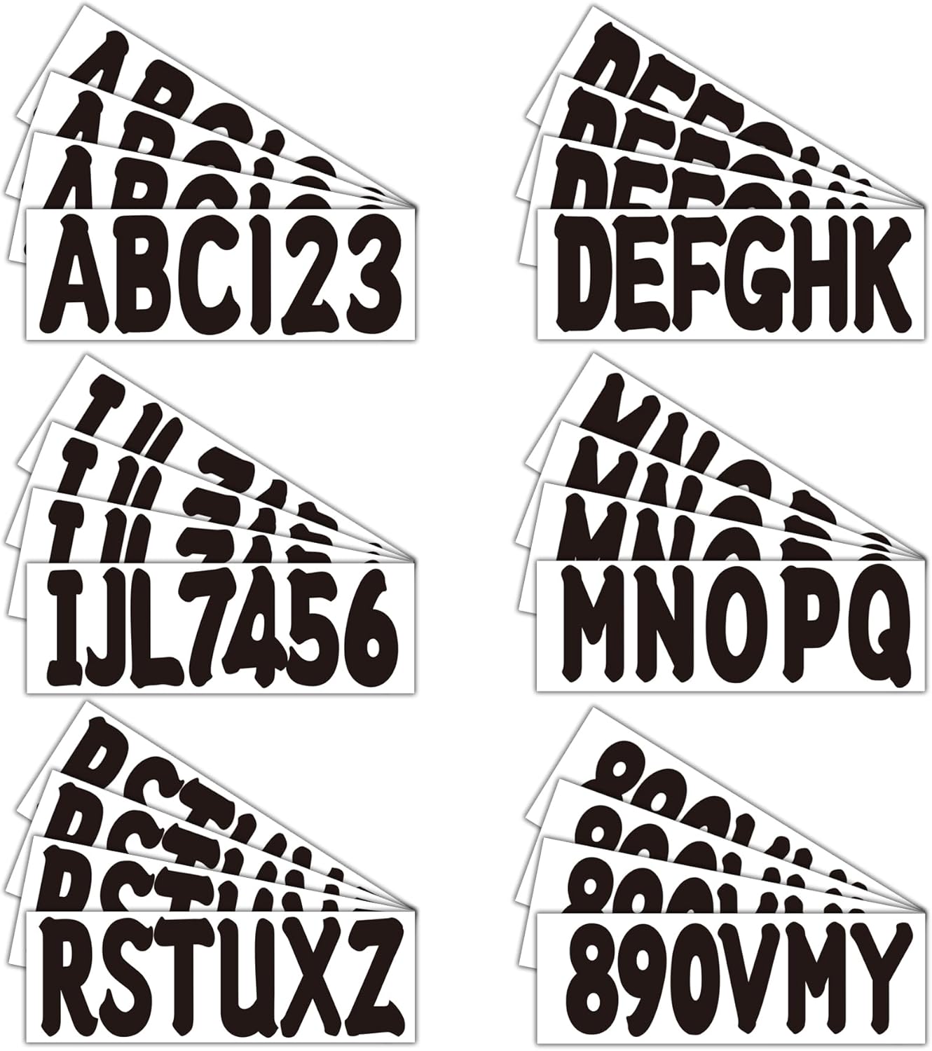 4 Sets 3" Registration Numbers and Letters Sticker Decal Kit for Fishing Pontoon Boats Personal Watercraft Jet Skis Sea-Doos Black