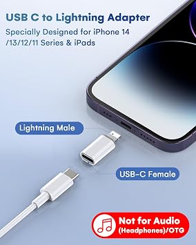 LERTOSEN MFi Certified USB C to Lightning Adapter 2-Pack