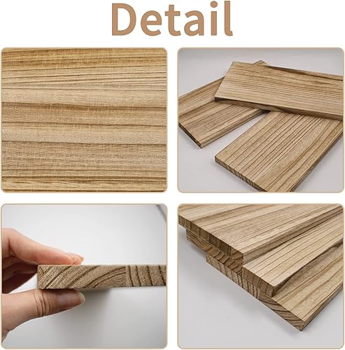 Miniatura 6 de Rectángulos de madera sin terminar aglomerado de madera en blanco grueso carbonizada de Paulownia para estante de pared manualidades pintura