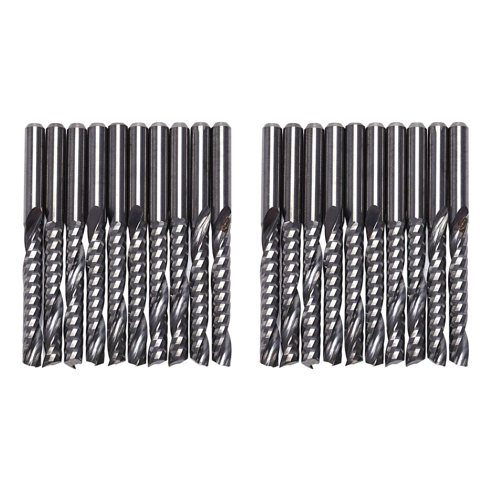 Jnchdghwa Silver 20Pcs Cnc Router Bits 3.175 X 22Mm Single Flute Spiral Carbide Cnc Router Bits Milling Cutter