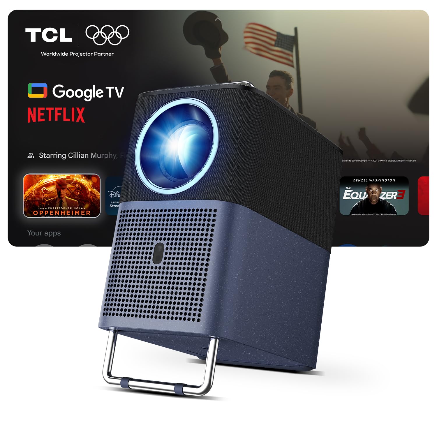 TCL A1s Smart Projector 4K Support, Google TV & Netflix Officially Licensed, WIFI and Bluetooth, Auto Focus Keystone, Native 1080p, 16W Dolby Audio,