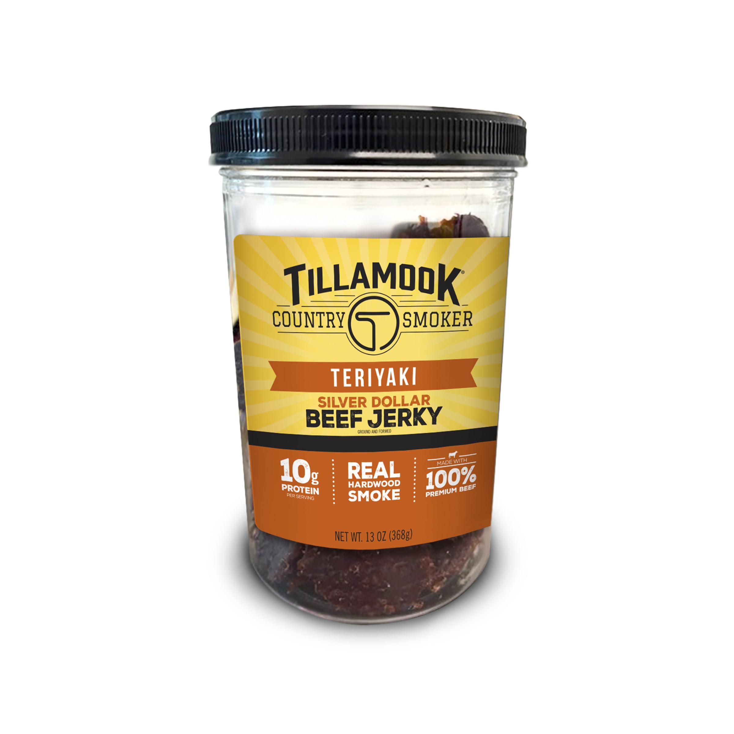 Tillamook Country Smoker Real Hardwood Smoked Silver Dollar Jerky, Teriyaki, 13 Ounce