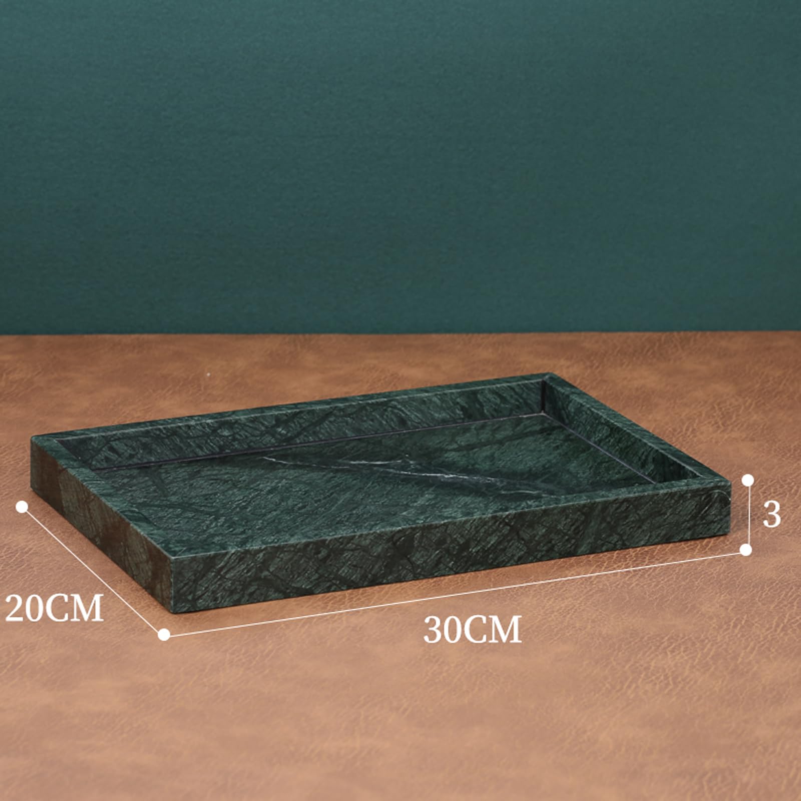 Ensemble de 6 pièces comprenant un distributeur de liquide vaisselle vert effet marbre, un plateau, des boîtes de dentifrice et un distributeur de liquide vaisselle avec flacons d'aromathérapie. Pom