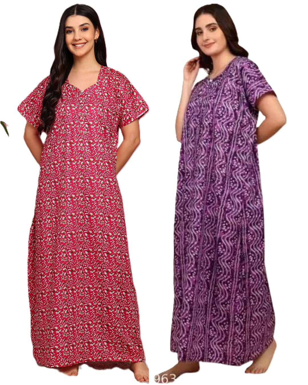 Women's Pure Cotton Regular Rajasthani Nighty Rajasthani Gown Jaipuri Nighty Jaipuri Gown Maxi Gown (Pack of 2 pcs)-image-23