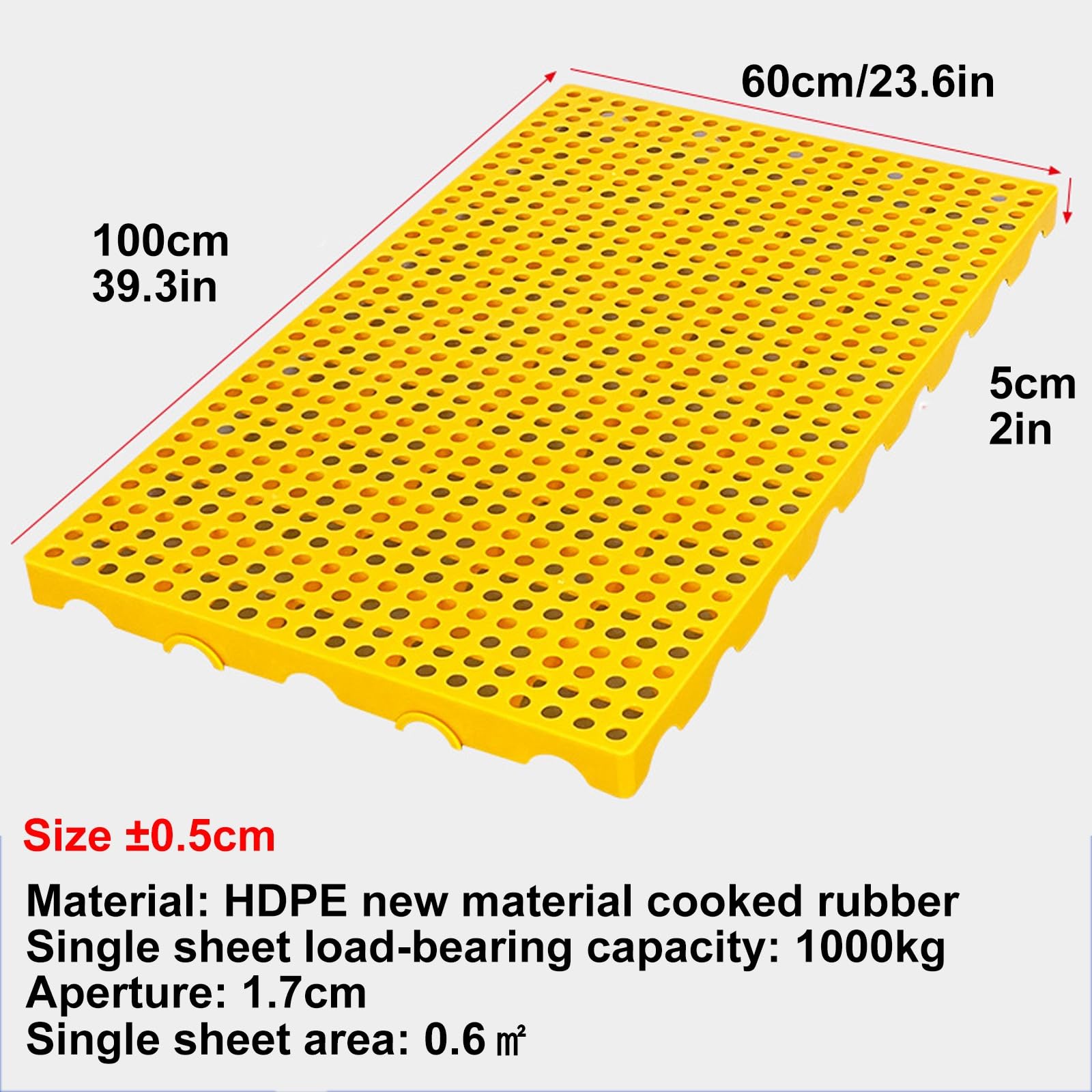 Palettes en plastique jaune très résistantes - Grille de rangement étanche - Empilable - Design ventilé - Supporte jusqu'à 907,2 kg - Idéal pour le stockage résistant à l'humidité