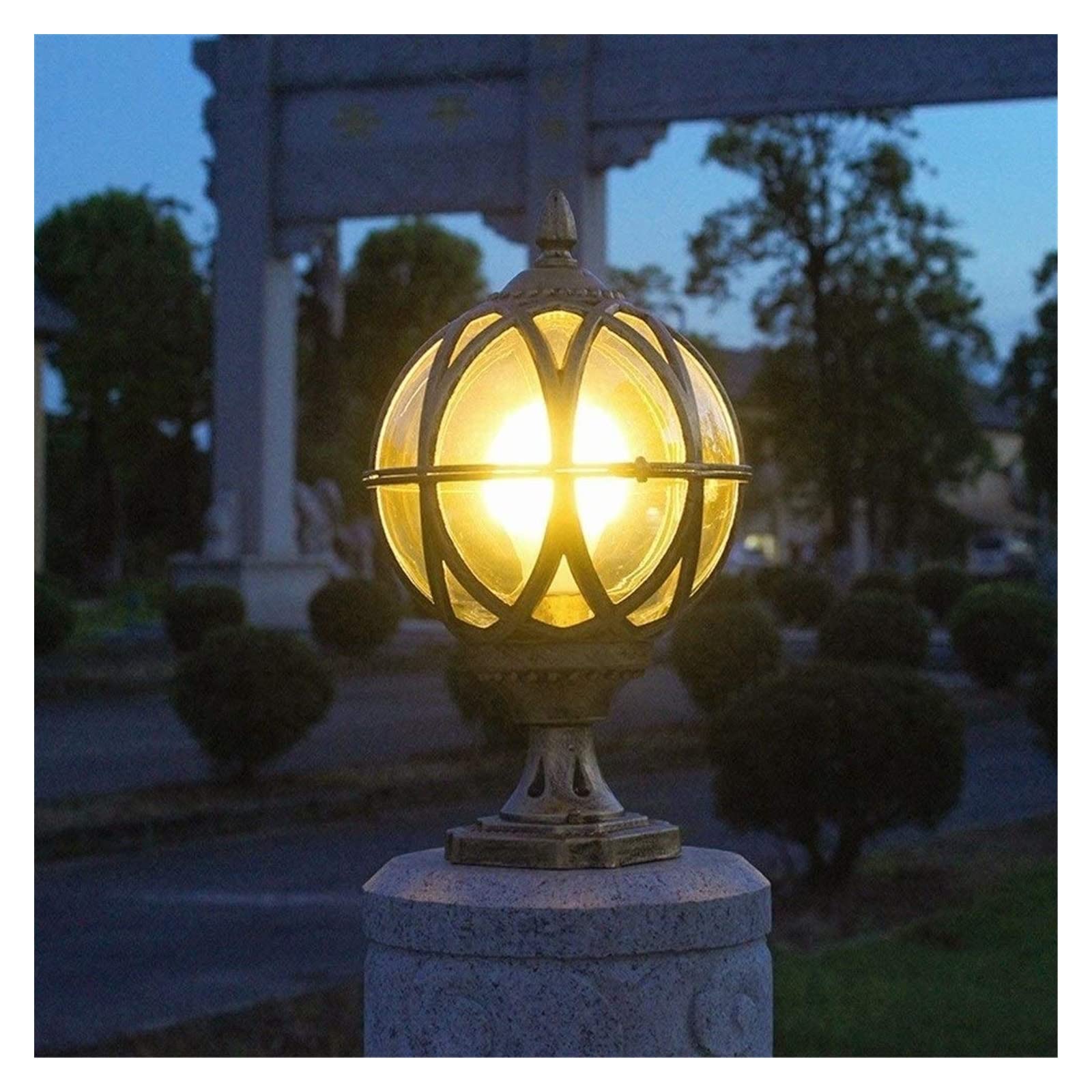 Lampada da cortile Lampada a colonna antipioggia Paesaggio tradizionale Lampada a colonna da esterno impermeabile Lampada a colonna Globo di vetro Lanterne a palo Cortile Lampione da giardino Lampada