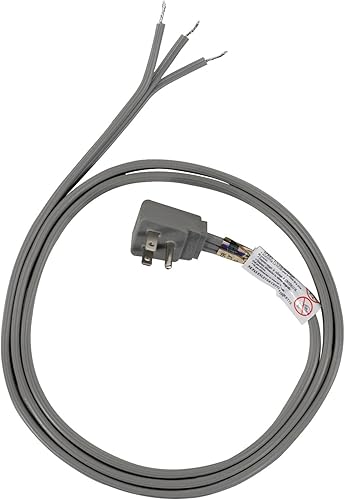 Certified Appliance Accessories 15-0348 Cable de alimentación de cabeza de enchufe de ángulo recto con conexión a tierra de 15 amperios, 8 pies
