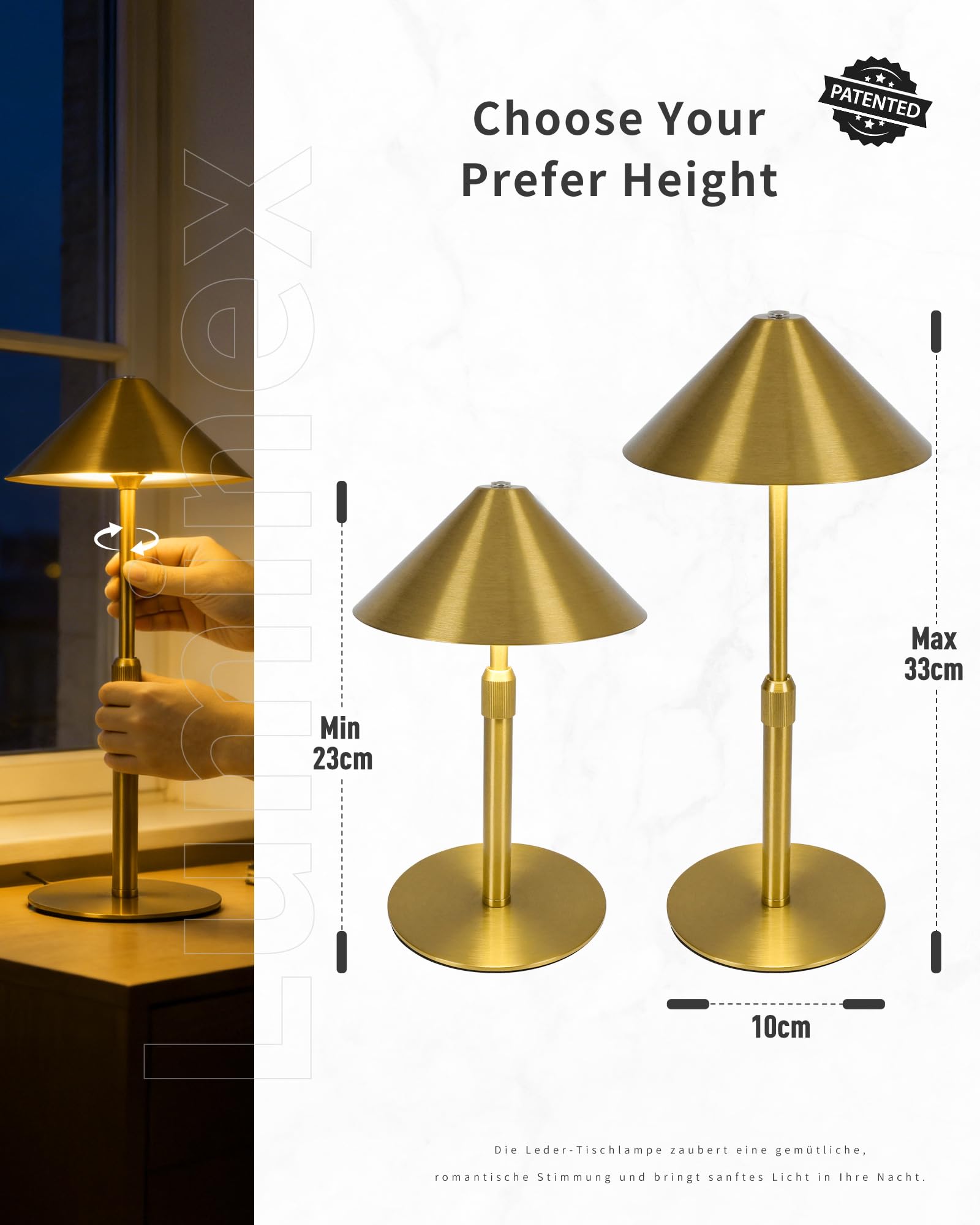 2 Lampade da Tavolo Ricaricabili Senza Fili – Casa e Ristorante, Design Moderno, Dimmer Touch, IP54 per Interno ed Esterno