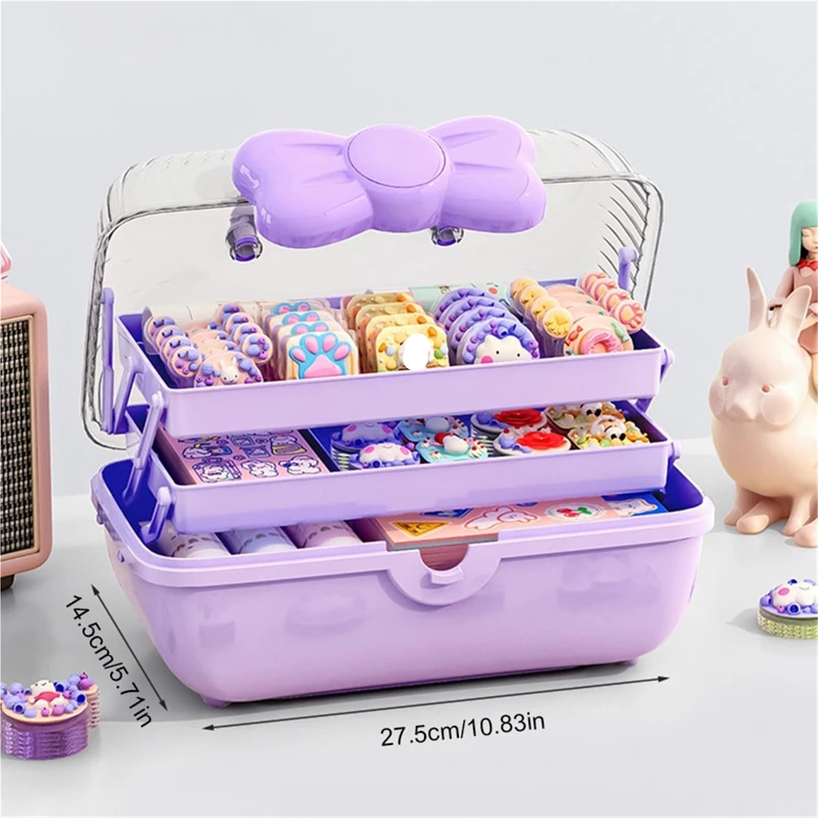Haargummi Organizer Multi-schicht Haarnadel Organizer Schmuck Fall Kopf Seil Stirnband Display Rack Haar Zubehör Lagerung Box(Purple)