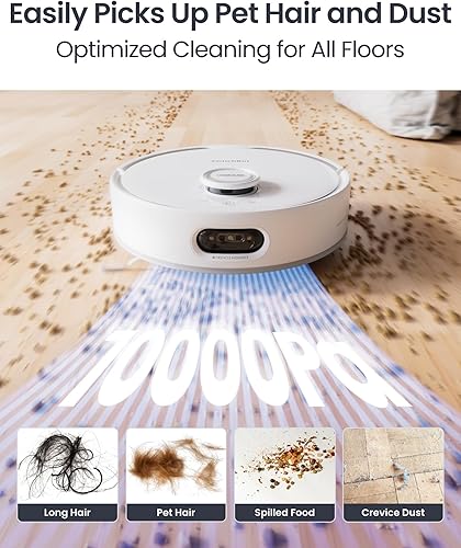 Miniatura 4 de SwitchBot Robot aspirador y trapeador S20 con materia, succión de 10000 Pa, trapeador con rodillo, navegación IA, lavado y secado automático, auto