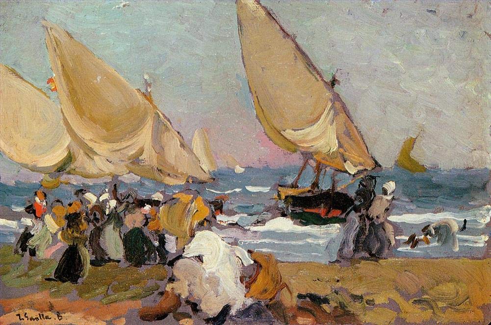 Amazon.co.jp: アート絵画 バレンシアの海辺の帆船 ホアキン