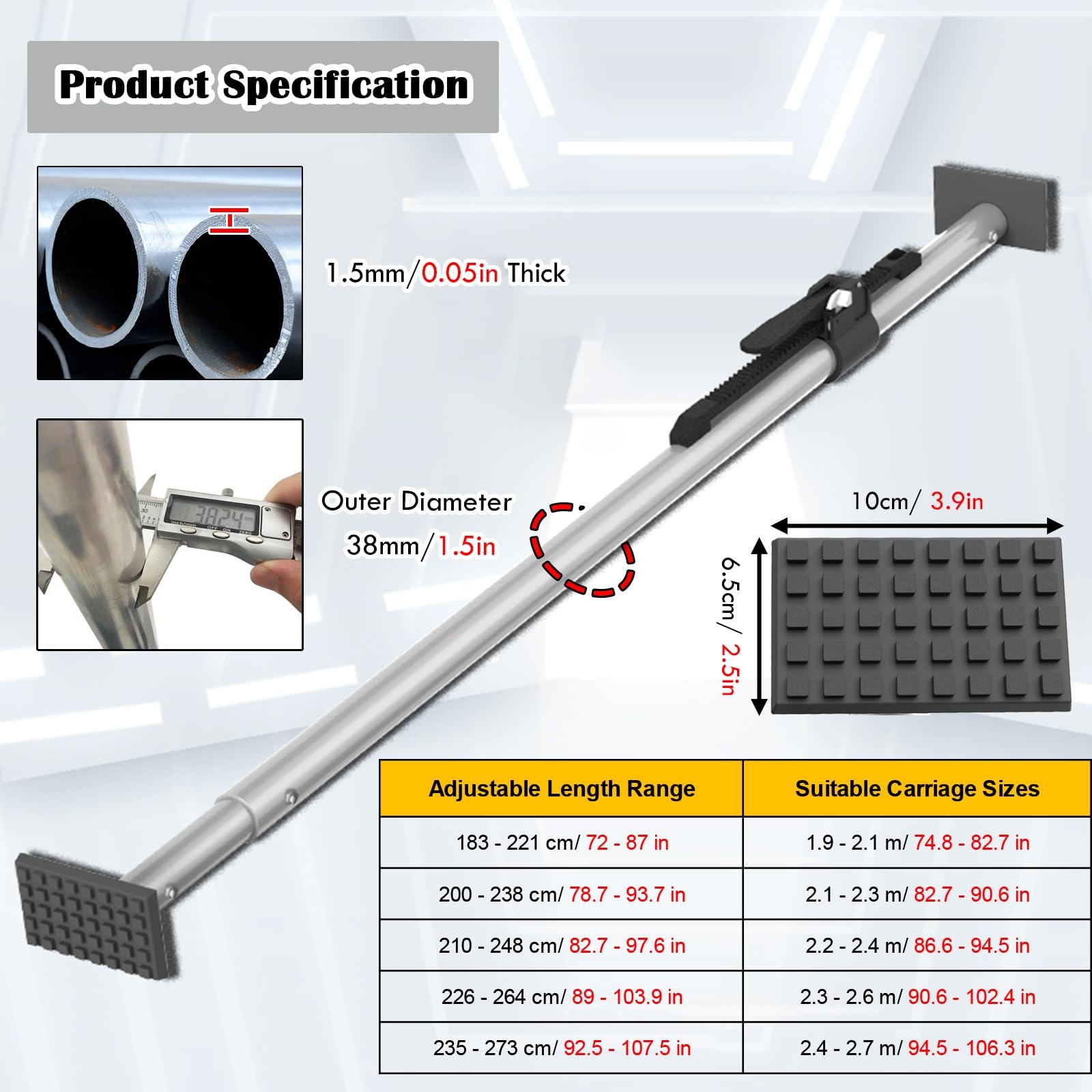 Verstellbare Ratschen-Ladestange 72 73 74 80 84 Zoll, Hochleistungs-Ladestangenstange for LKW-Ladeflächen for Anhänger/Pickups/SUV/Sattelauflieger(210-248 cm/82.7-97.6 inch)