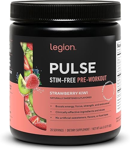 Miniatura 12 de LEGION Pulse Suplemento preentrenamiento – Bebida natural de óxido nítrico para aumentar la energía, sin creatina, endulzada naturalmente