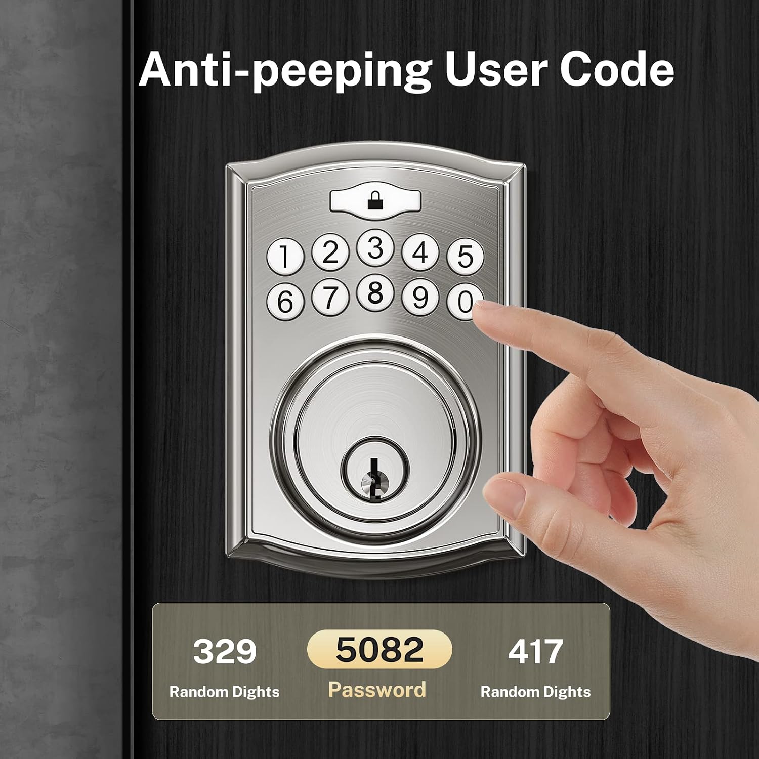 Electronic Keypad Deadbolt, Brightify Keyless Entry Door Lock,Keyed Entry,Auto Lock, Door Lock with Handle, Front Door Handle Sets, Anti-Peeking Password (Satin Nickel Brushed)