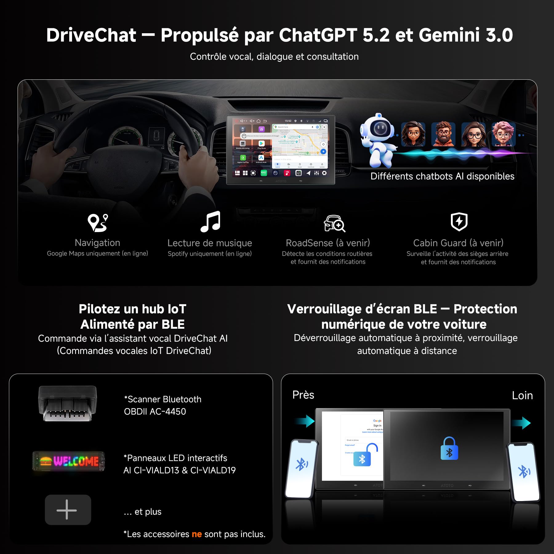 V10 10.1" Android Autoradio 2din, 6GB+128GB, 4G LTE/Wi-FI, Karaoké pour Voiture, DSP 32 Bandes |prêt 7.1.2, DVR 4 canaux, CarPlay&Android Auto sans Fil, BLuetooth5.4 Con aptX HD, Suivi GPS