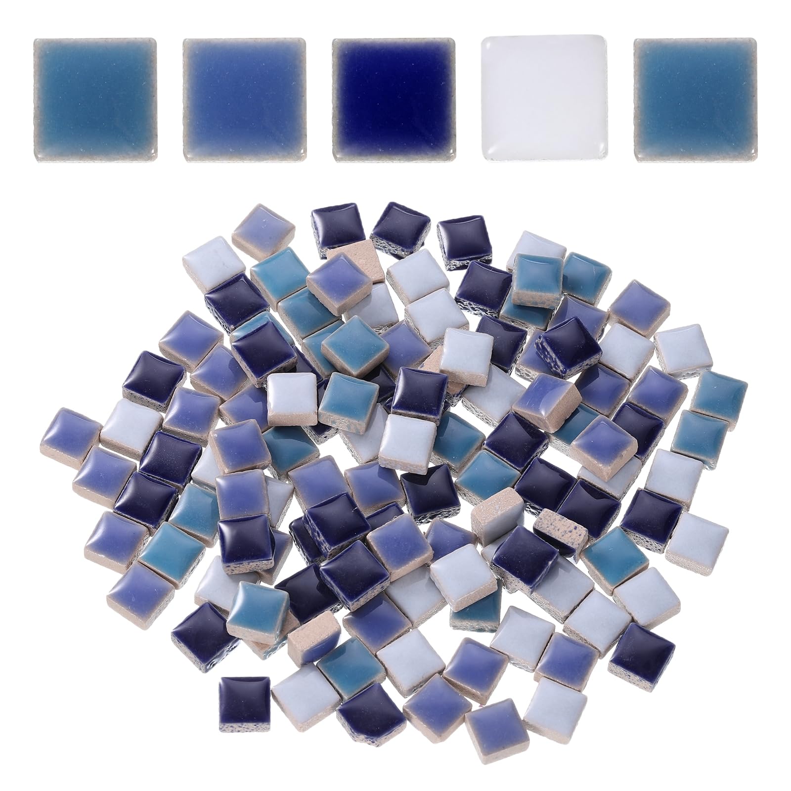 sourcing map 100g Square Mosaic Tiles, Colorful Ceramic Mosaic Tiles for Crafts Bulk Mosaic Supplies for Home Decoration Art Crafts DIY Projects, 0.4 x 0.4Inch, Mix Blue