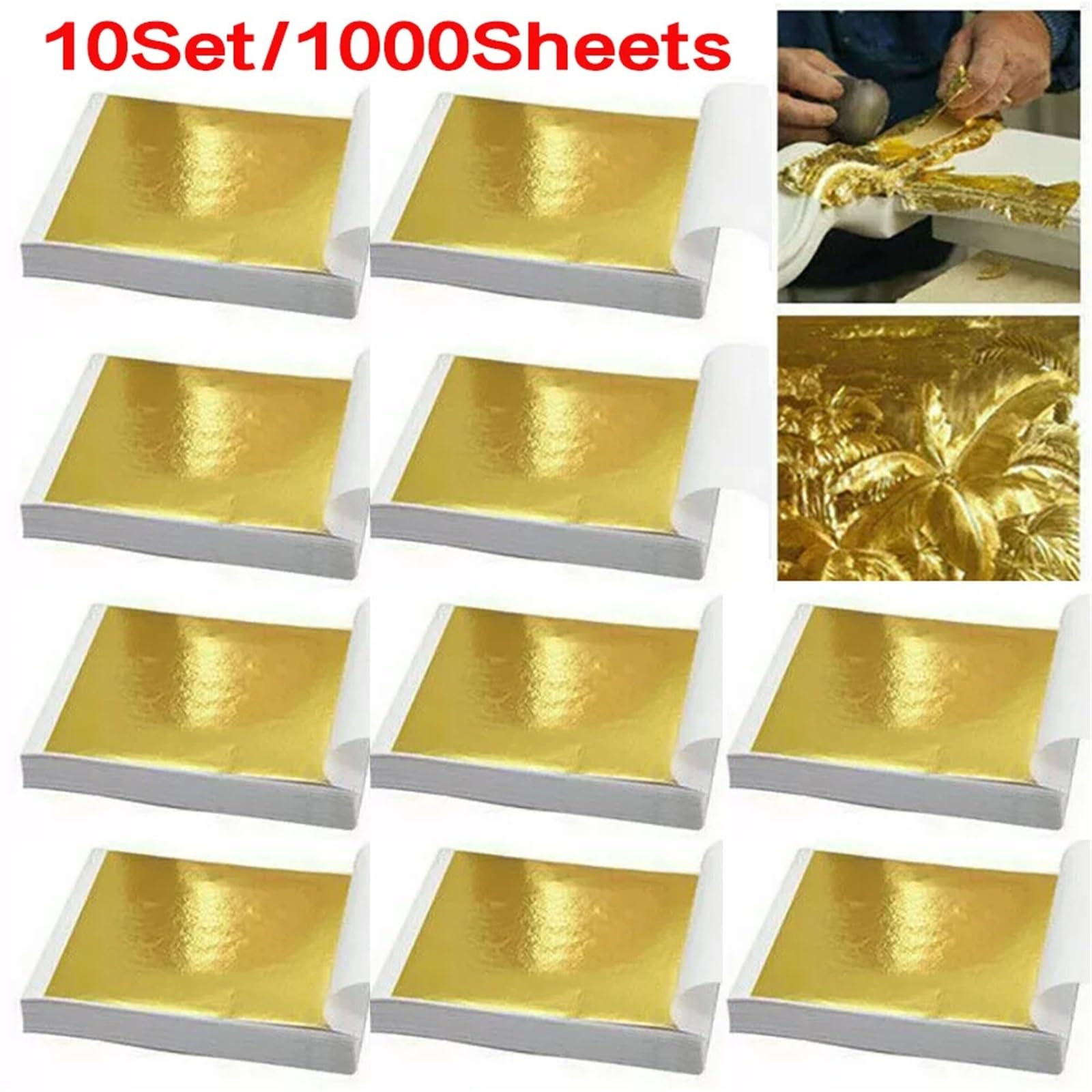 1000 hojas de lámina imitación pan oro, papel for manualidades, transferencia metálica, bricolaje, muebles antiguos, decoración interiores Para ArtesaníA De Dorado