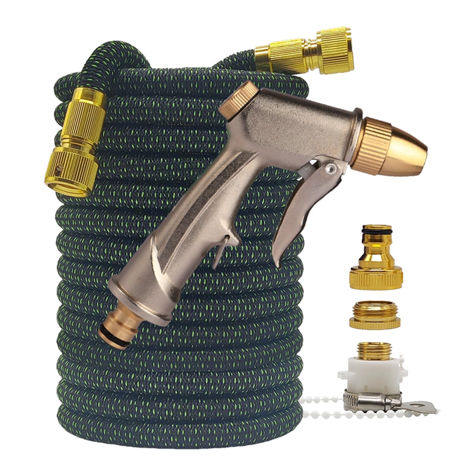 Qeoqwqb Hose With Gun 2 High Pressure Garden Water Hose Expandable Flexible 2.5-30 Granules Pipe Irrigation Car Wash Gun(,100Ft)