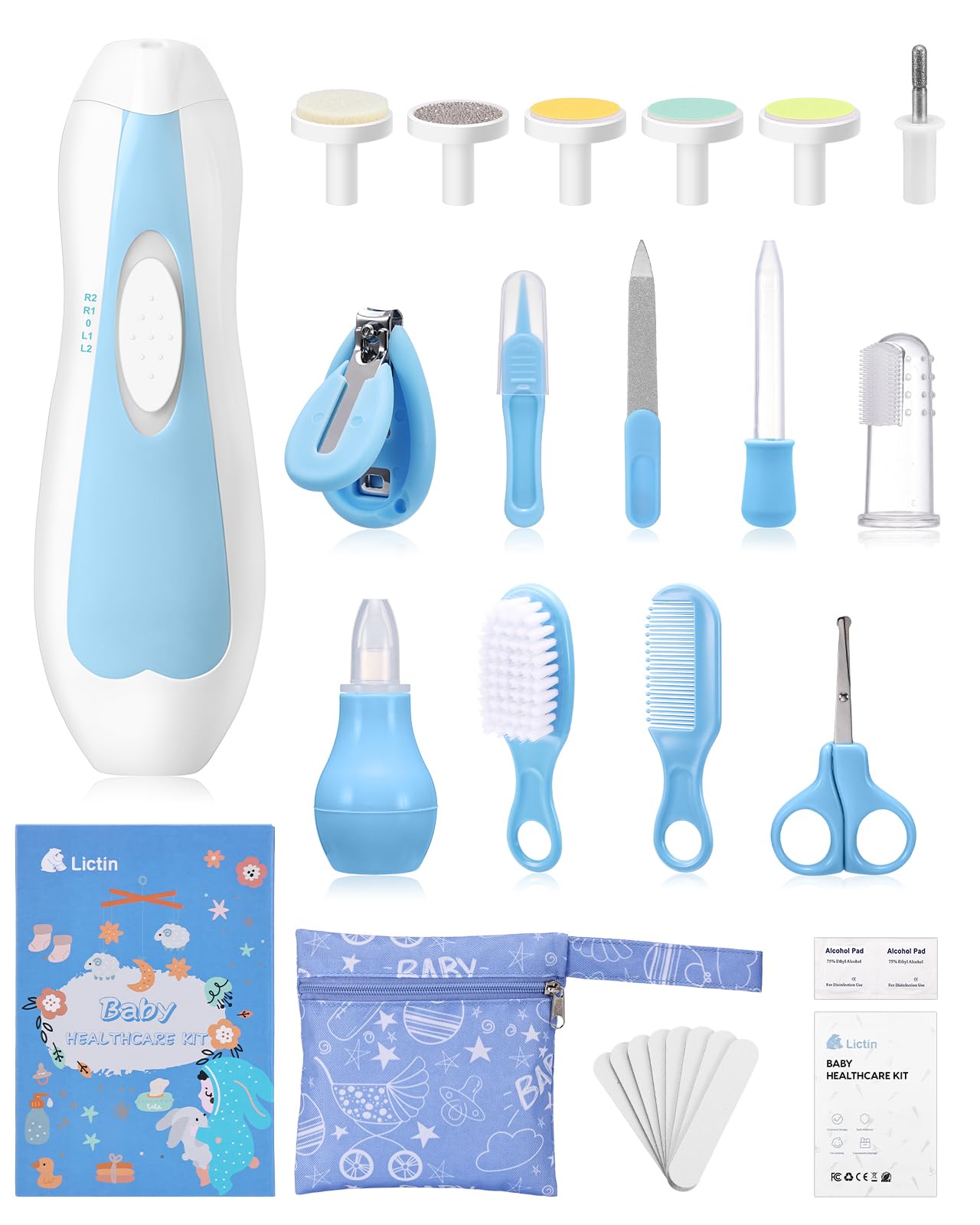 Lictin Lime à Ongle Électrique Bébé 31 en 1, Kit de Coupe Ongle Bébé, Ensemble de Coupe et de Lime Ongle Bebe, Adapté aux Nouveau-nés, aux Enfants et aux Adultes