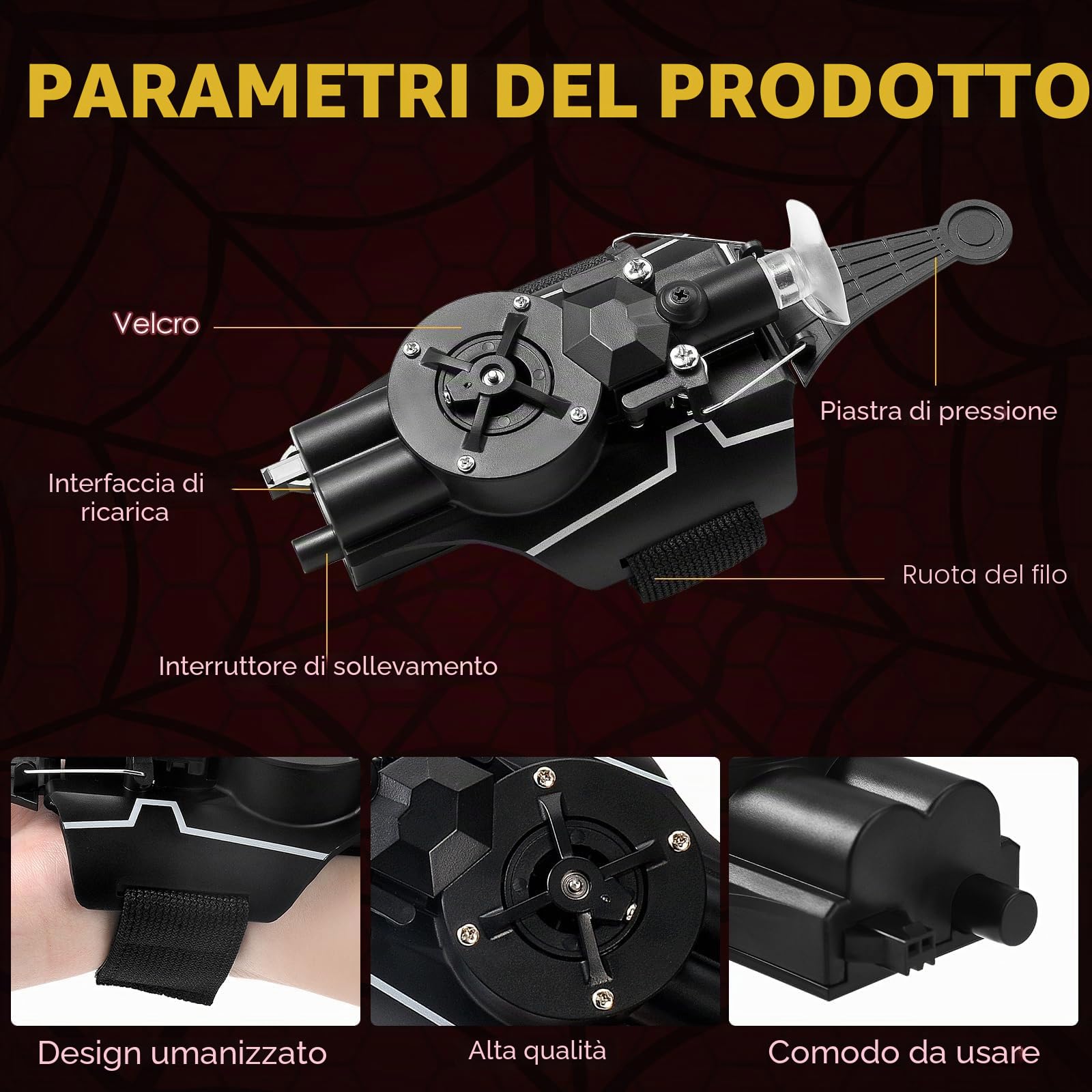 Spider Web Shooter, guanto lanciatore Spider Cosplay, 3 m, set giocattolo elettrico automatico avvolgicavo (tipo A)