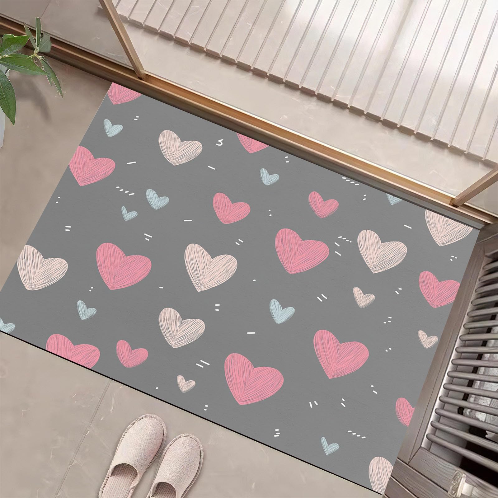 Paillasson Coeur gris anthracite en coco écoresponsable pour entrée