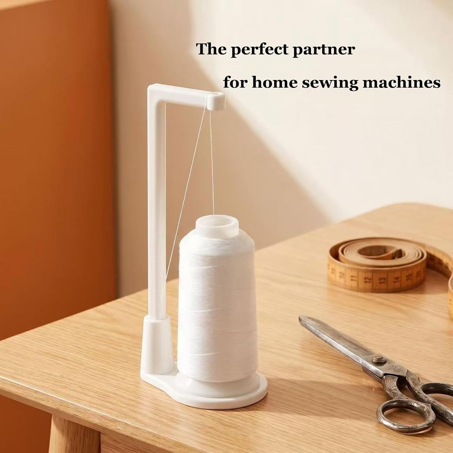 Large Capacity Thread Spool Stand, Thread Stand for Sewing Machine, Universal Household Spool Holder with Anti-Tangle Guide for Sewing Lovers, White