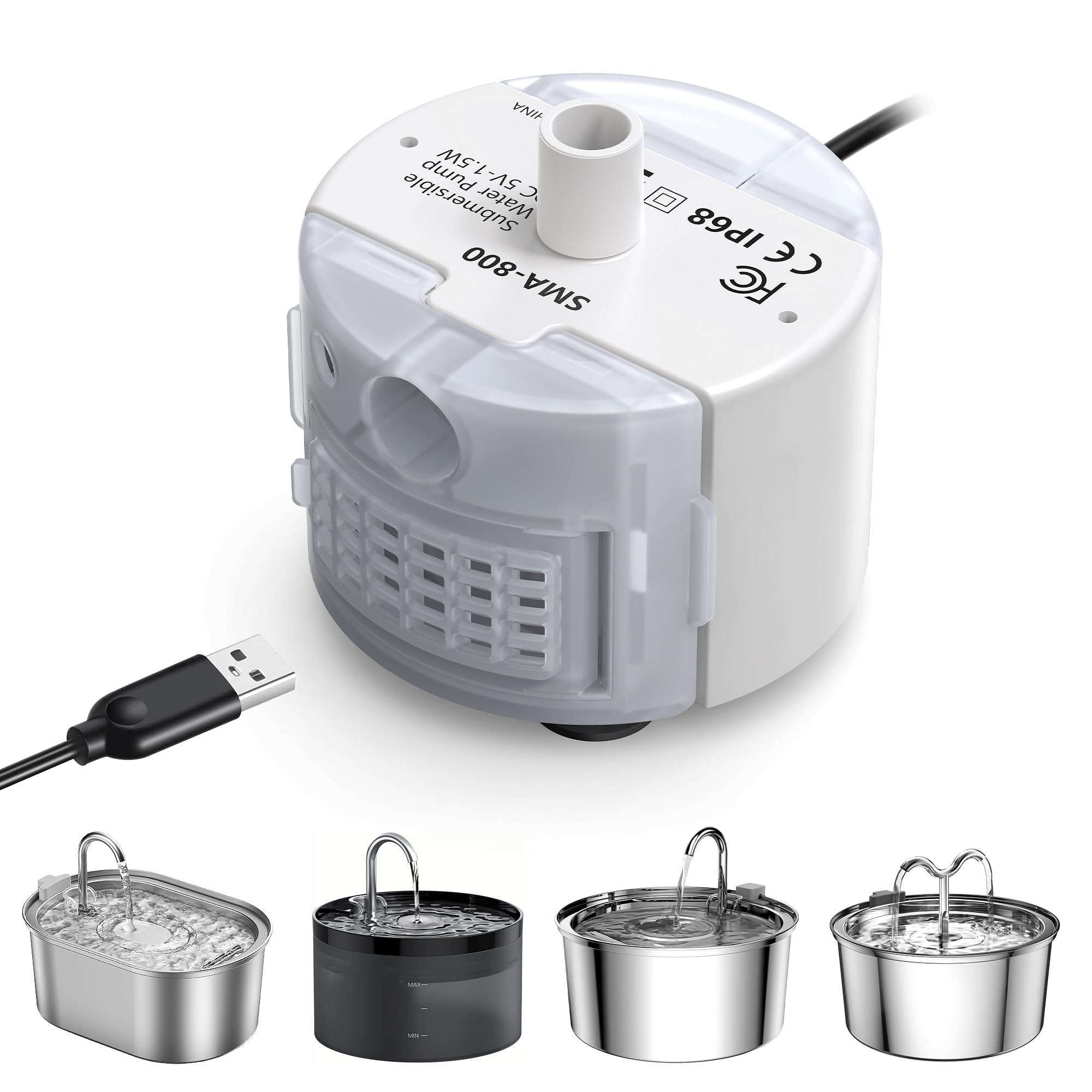 Petace bomba fuente gatos, bomba fuente de agua silenciosa, bomba fuente gatos para Petace fuente para gatos