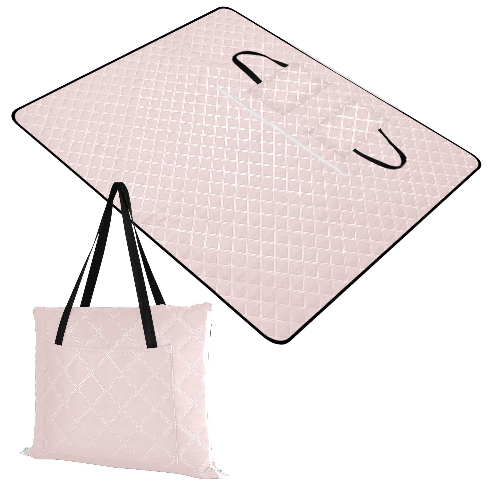 ODAWA Misty Rose Przenośny koc piknikowy łatwy do przenoszenia Kompaktowa torba na ramię Koce piknikowe koc outdoorowy, 203 cm x 299 cm
