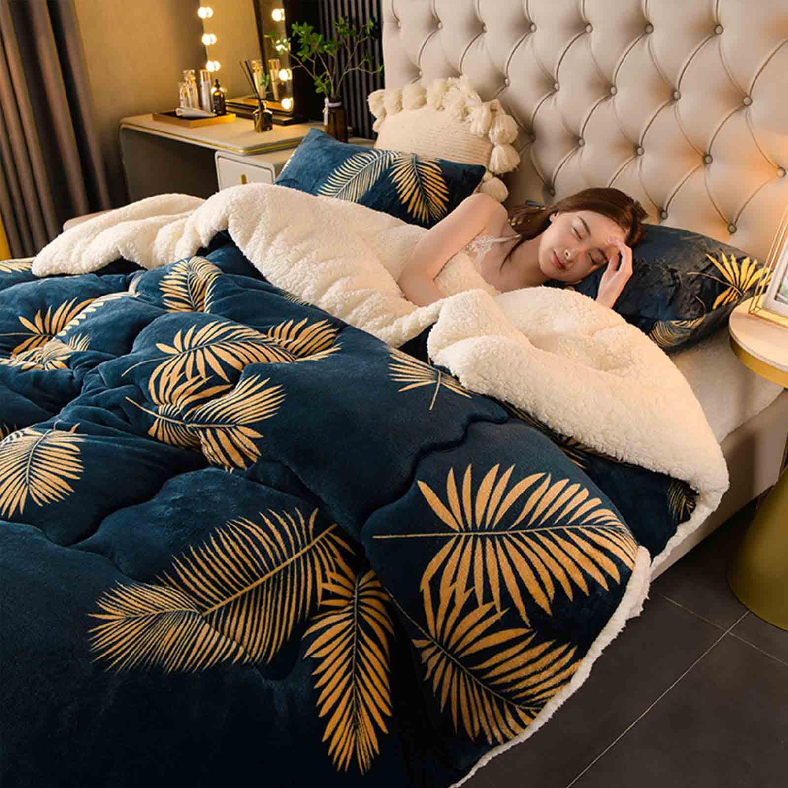 HLTQL Edredon Cama 150 Invierno Gordo Estampado、Edredon 150x200 para Cama、EdredóN De Matrimonio para Invierno Grueso、EdredóN Terciopelo Cordero(#3,150x200cm-2.5kg)