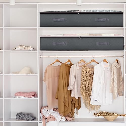 Miniatura 5 de Paquete de 2 contenedores de almacenamiento debajo de la cama, bolsas de almacenamiento plegables de 90 L, contenedores de almacenamiento para