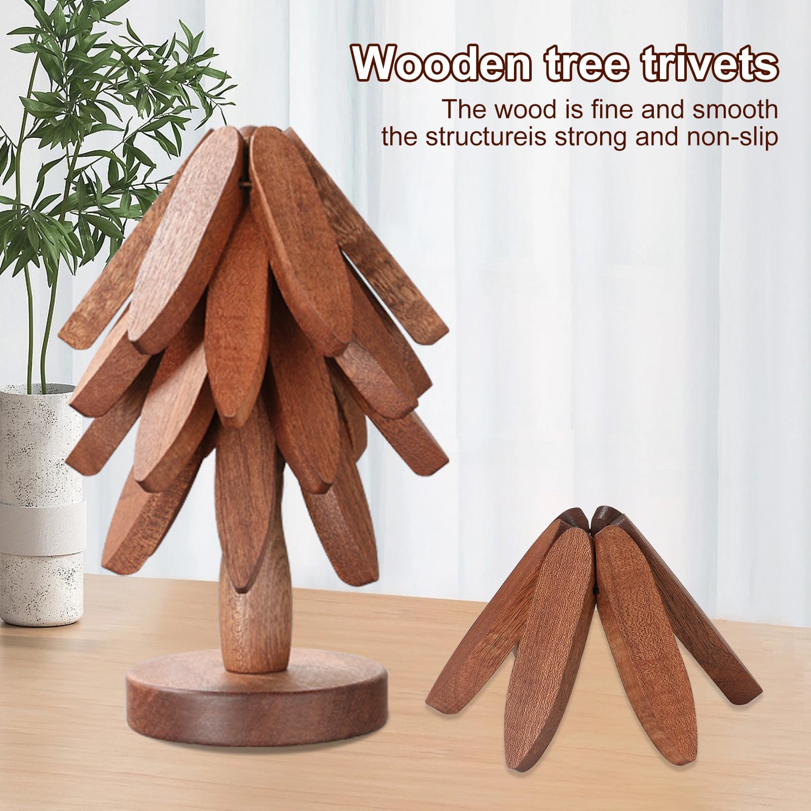 Sottopentola Decorativo – Pieghevole, Elegante, Protegge Il Tavolo Da Piatti Caldi Sottopentola In Legno A Forma Di Albero