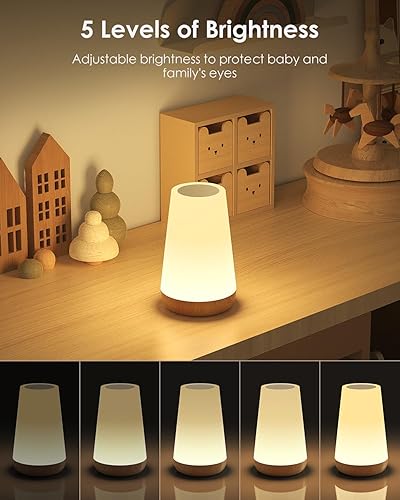 Miniatura 2 de Juego de 2 luces nocturnas para niños, lámpara recargable para guardería con temporizador y memoria, lámpara táctil regulable con control remoto,