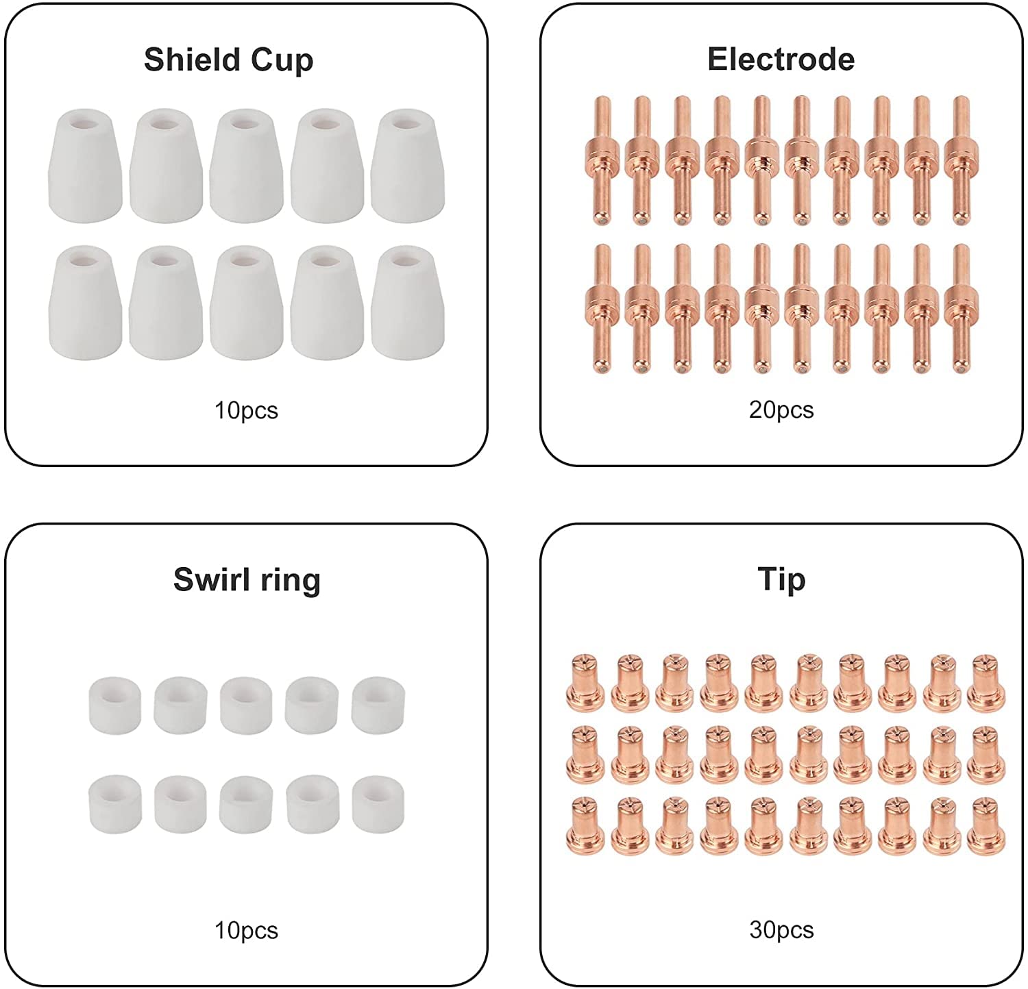 HEROCUT PT31 Plasma Consumables, Fit CUT35 CUT40 CUT45 CUT50 with Plasma Cutter Torch PT31 LG40 (70 Pcs)