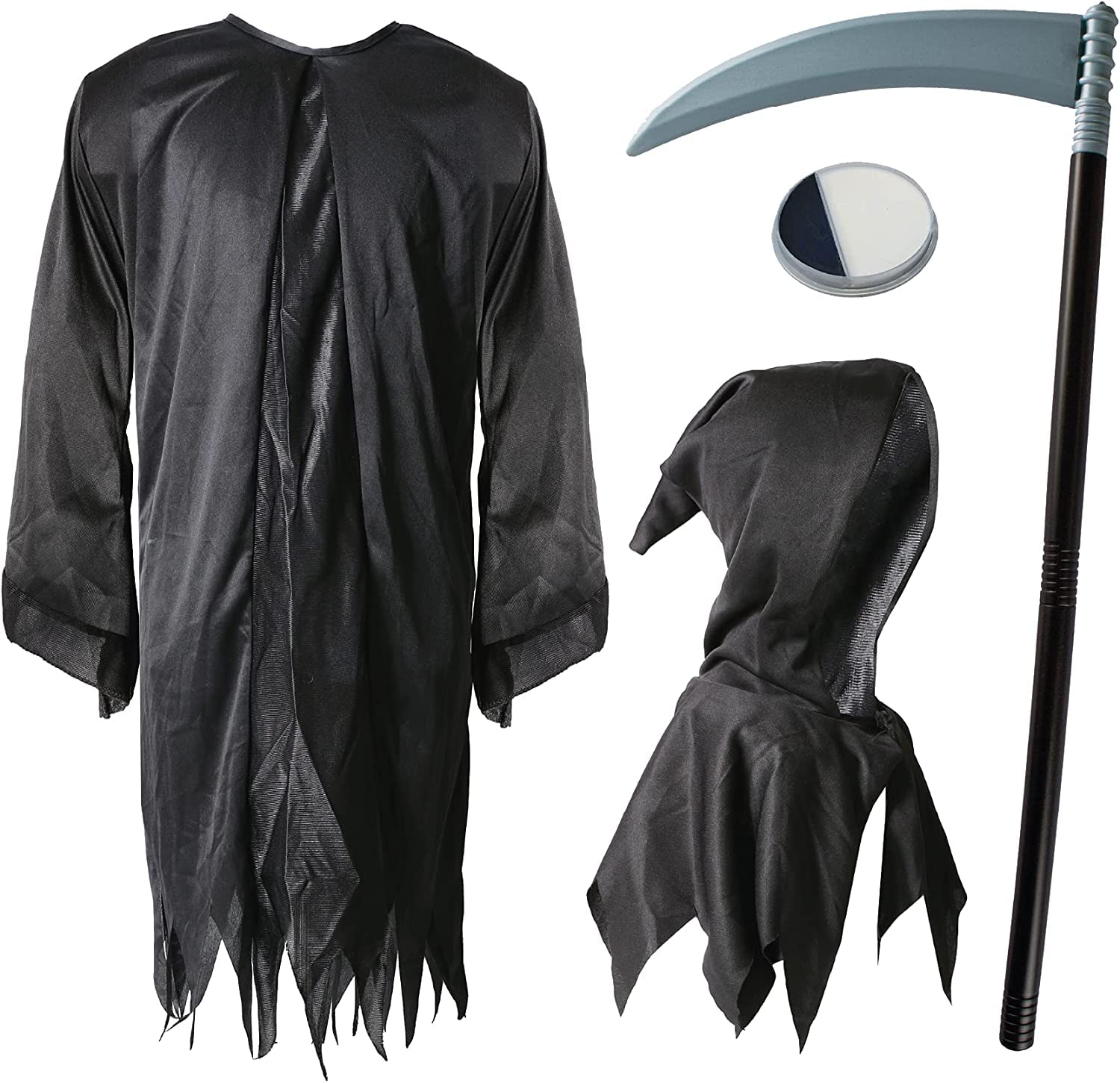 Sensenmann Kinderkostüm Für Halloween – Inkl. Face Paint & Plastiksense, Größe Medium (4–14 Jahre)